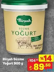 BİRŞAH SÜZME YOĞURT 900 G fiyat ve kampanya bilgisi